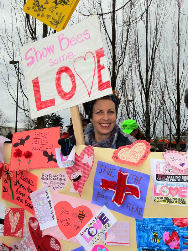 Gwyneth Iredale, Beyond Toxics board member, braved the weather to show her support of the campaign.