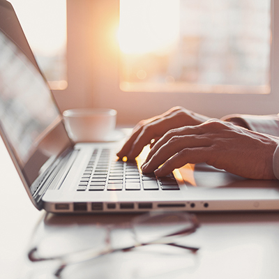 Businessman using laptop computer